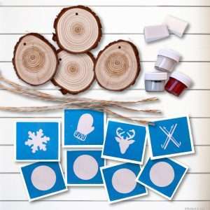 FR104- Set of 4 Wood Slice Ornaments